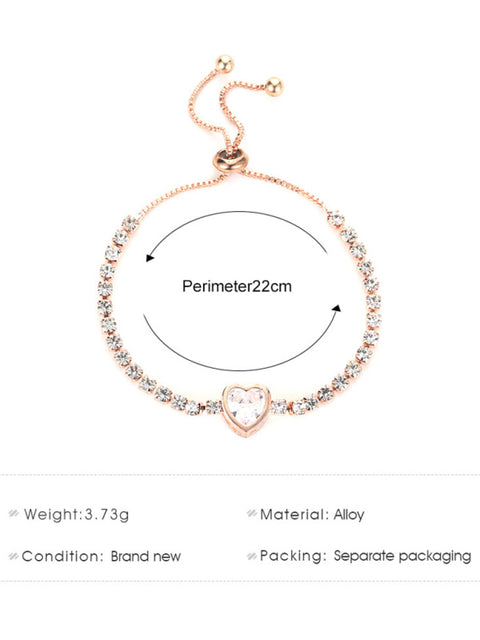 Fashion Rose Gold Heart Zircon Bracelet Simple Alloy Diamond Ladies Bracelet Bracelet