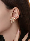 Women's 925 silver needle bow stud earrings
