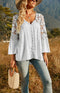 Women's Solid Deep V Pullover Chiffon Blouse