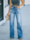 Women's Washed Ripped Wide Leg Jeans