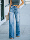 Women's Washed Ripped Wide Leg Jeans