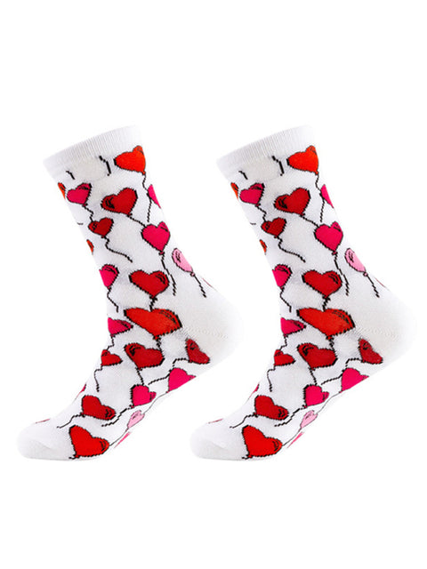 New Valentine's Day Series Mid-calf Socks Knitted Jacquard Cotton Socks Heart Pattern