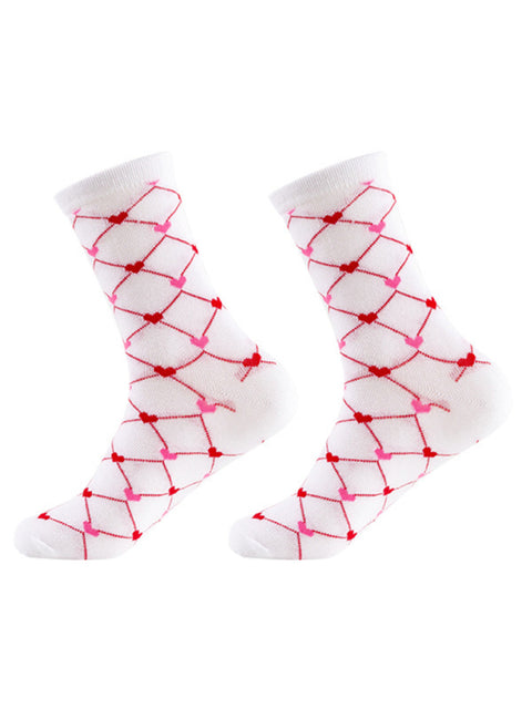 New Valentine's Day Series Mid-calf Socks Knitted Jacquard Cotton Socks Heart Pattern