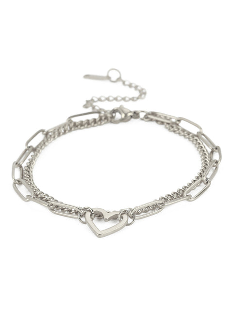 Women's New Fashion Versatile Love Pendant Double Chain Bracelet