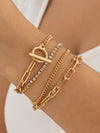 Women's new style personalized simple geometric OT buckle round bead multi-layer bracelet necklace