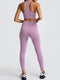 Women's Beautiful Back High Waist Peach Hip Seamless Knitted Vest Trousers Two-piece Set