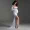 Maternity clothes-One-shoulder V-neck hem slit trailing tail dress